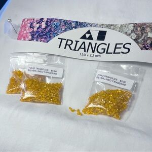 Toho Triangles Silver Lined Tangerine Beads 3 pack